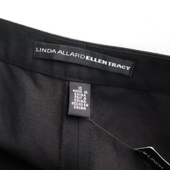 New Linda Allard Ellen Tracy Women's 10 Black Linen Silk Knit Straight Leg Pants - Picture 7 of 10